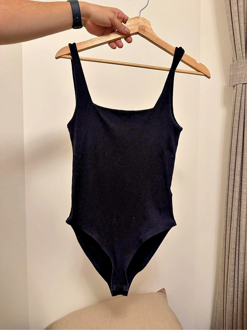 Topshop Black Ribbed Bodysuit